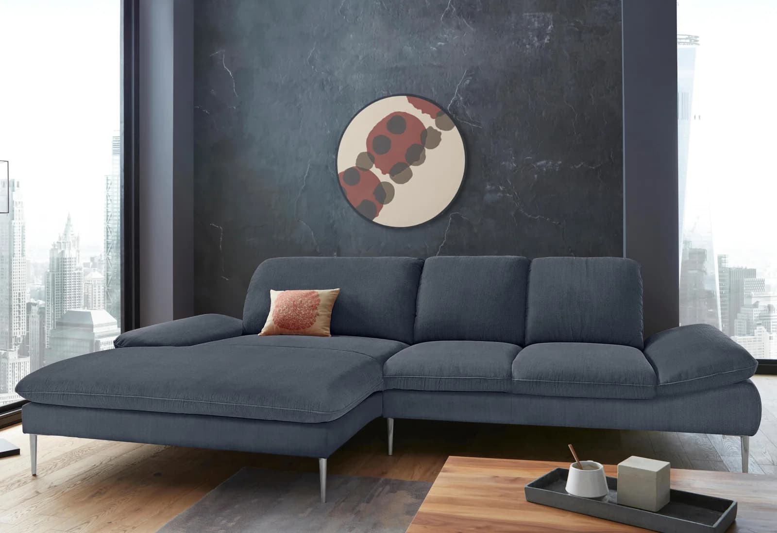 W.SCHILLIG Ecksofa enjoy&MMORE L-Form blau mit Sitztiefenverstellung