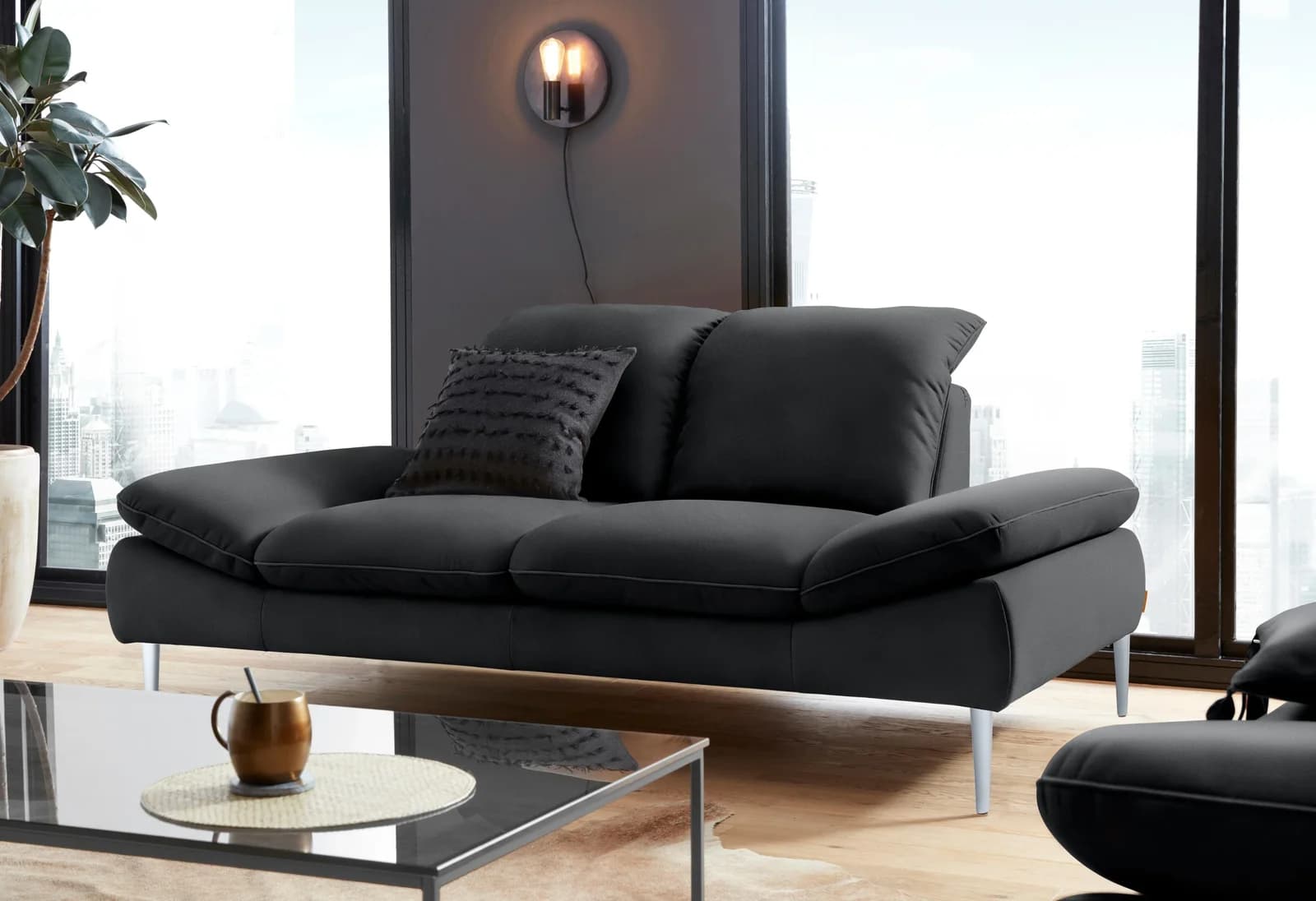 W.SCHILLIG enjoy&MORE 2,5-Sitzer Sofa Schwarz mit Verstellfunktion