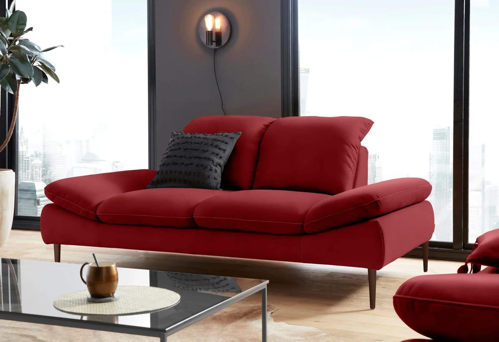 W.SCHILLIG enjoy&MORE 2-Sitzer Sofa Rot Longlife Leder