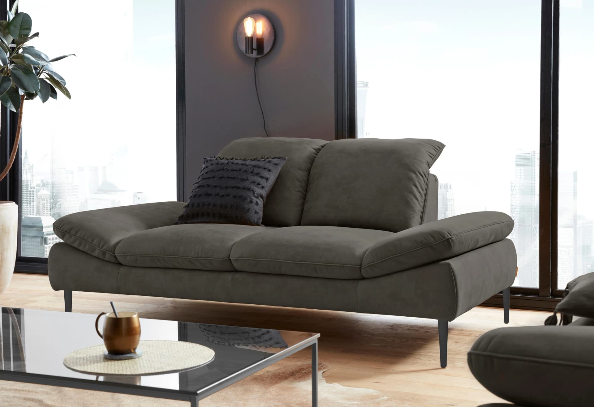 W.SCHILLIG enjoy&MORE 2-Sitzer Sofa Grau mit Sitztiefenverstellung