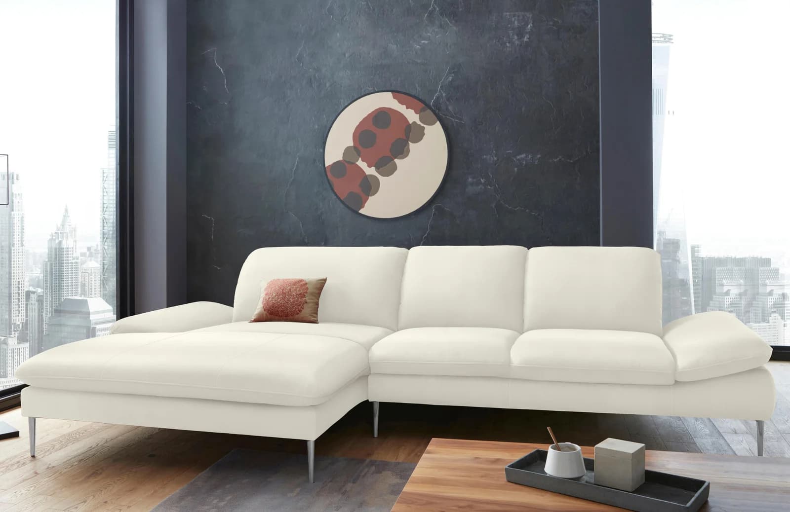 W.SCHILLIG Ecksofa enjoy&MORE weiß mit Sitztiefenverstellung und Liegefläche