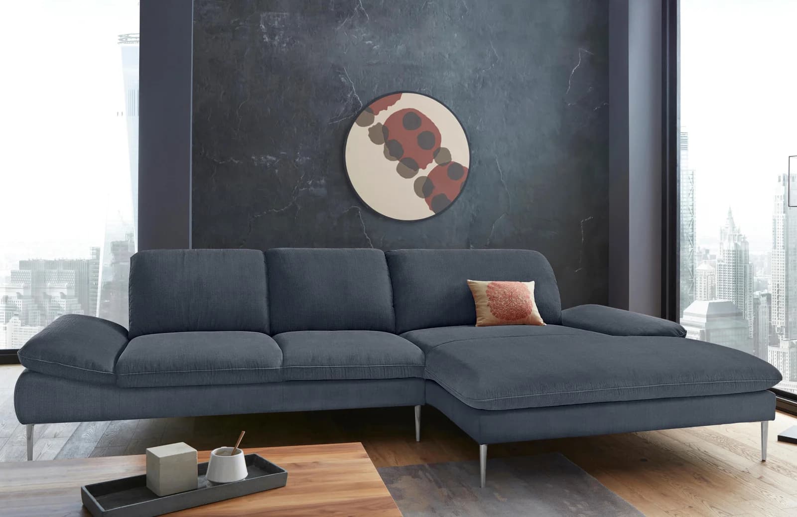 W.SCHILLIG enjoy&MORE Ecksofa L-Form blau mit Sitztiefenverstellung