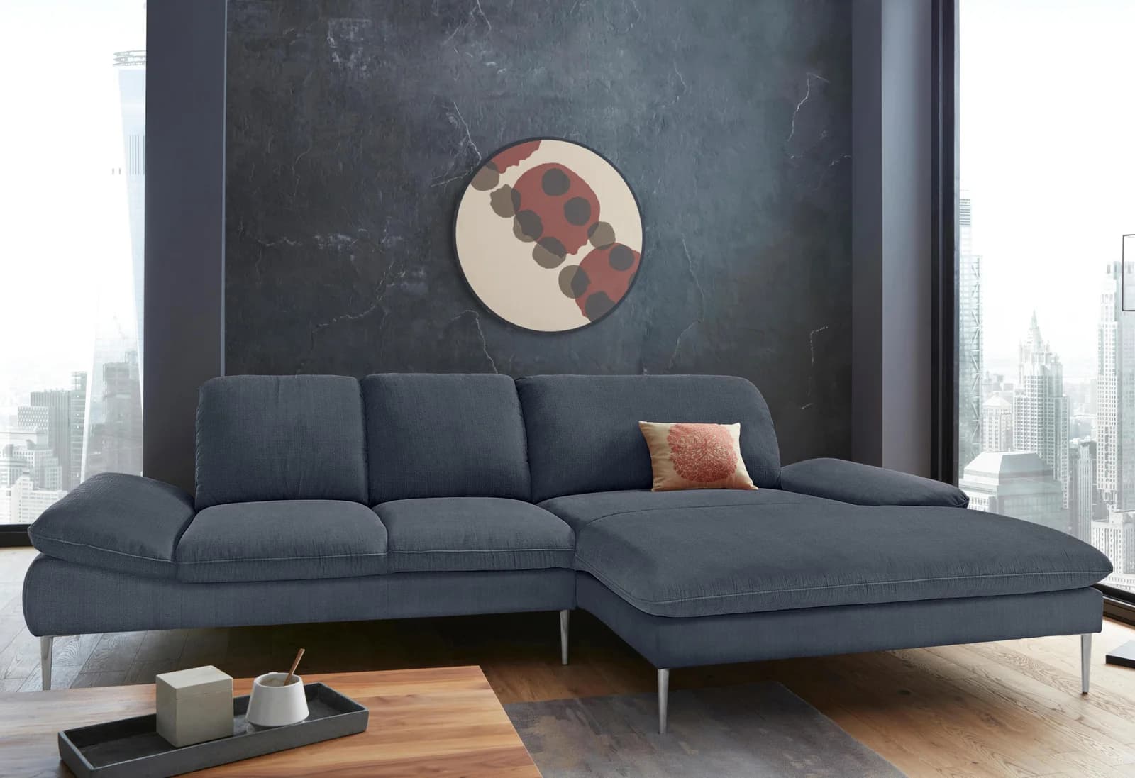 W.SCHILLIG Ecksofa enjoy&MORE L-Form blau mit Sitztiefenverstellung