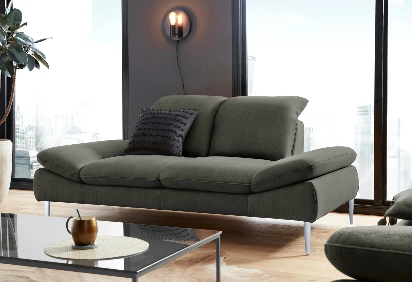 W.SCHILLIG enjoy&MORE 2-Sitzer Sofa Grün Verstellbar