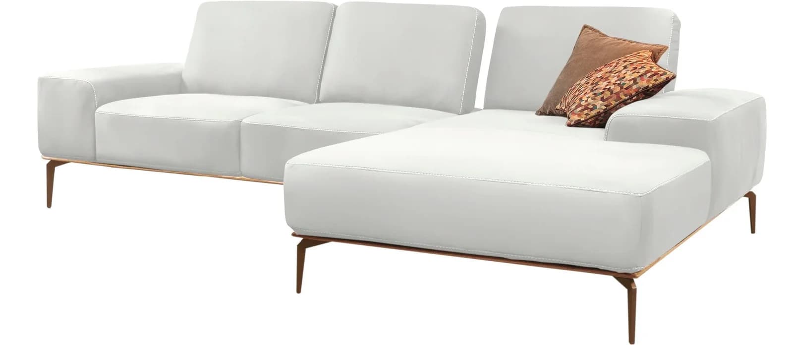 Ecksofa W.SCHILLIG run L-Form Weiß Leder Recamiere