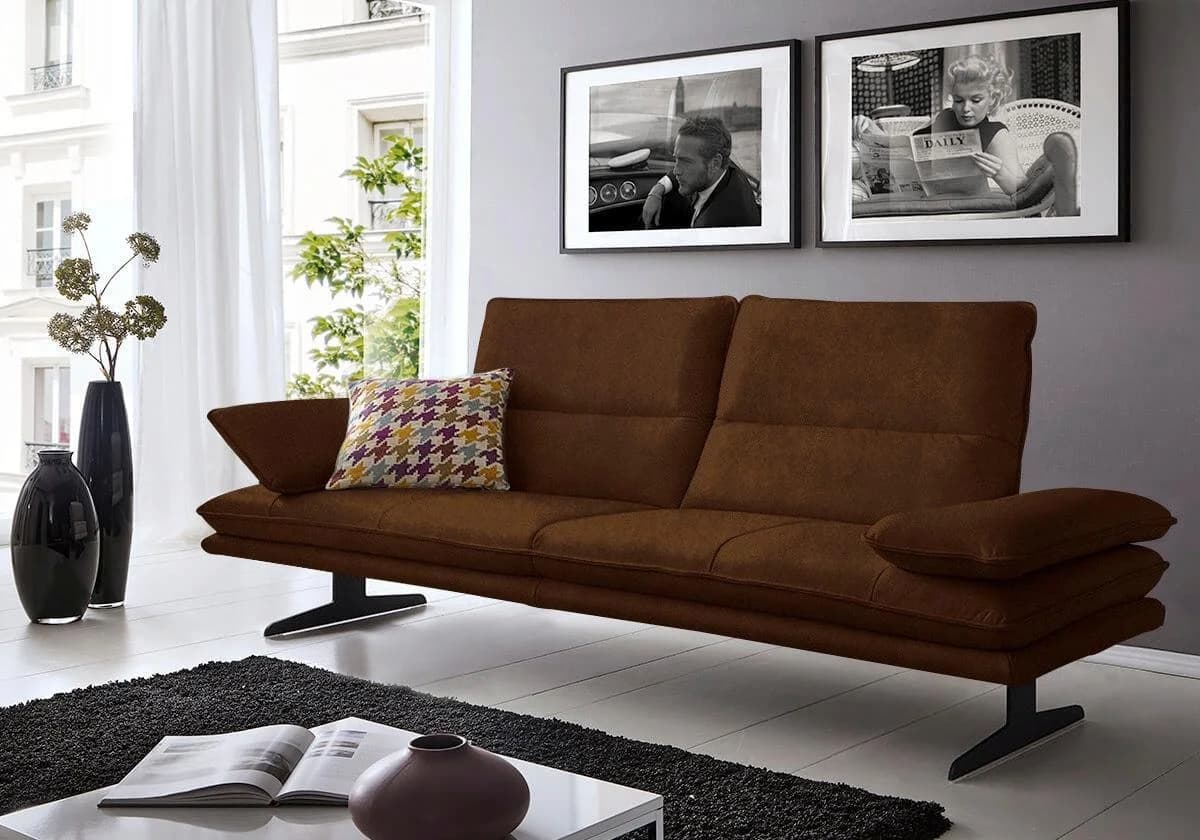 W.SCHILLIG Broadway 2,5-Sitzer Sofa mit Sitztiefenverstellung Leder Braun
