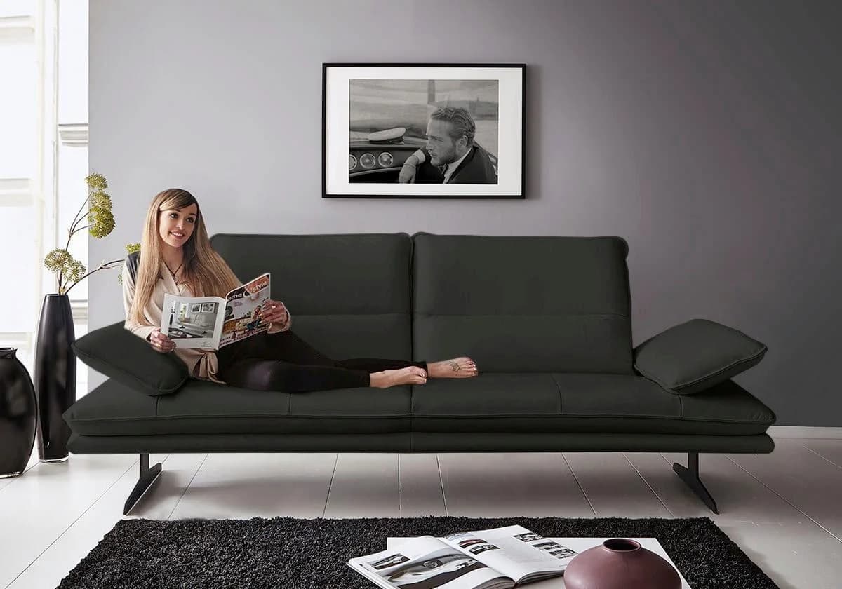 W.SCHILLIG Broadway 2,5-Sitzer Sofa Grau Longlife Leder