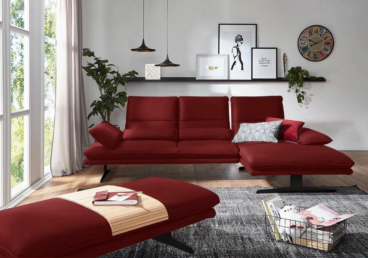 W.SCHILLIG Ecksofa Broadway Ruby Rot mit Sitztiefenverstellung