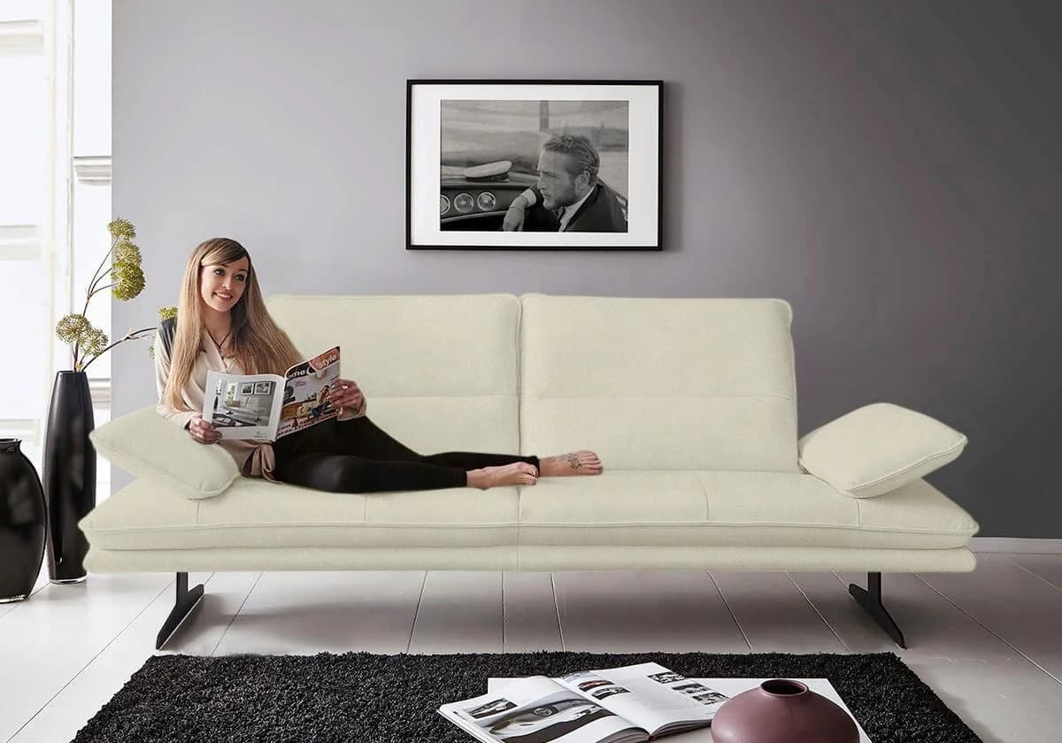 W.SCHILLIG Broadway 2,5-Sitzer Sofa Beige Stoff Lederoptik