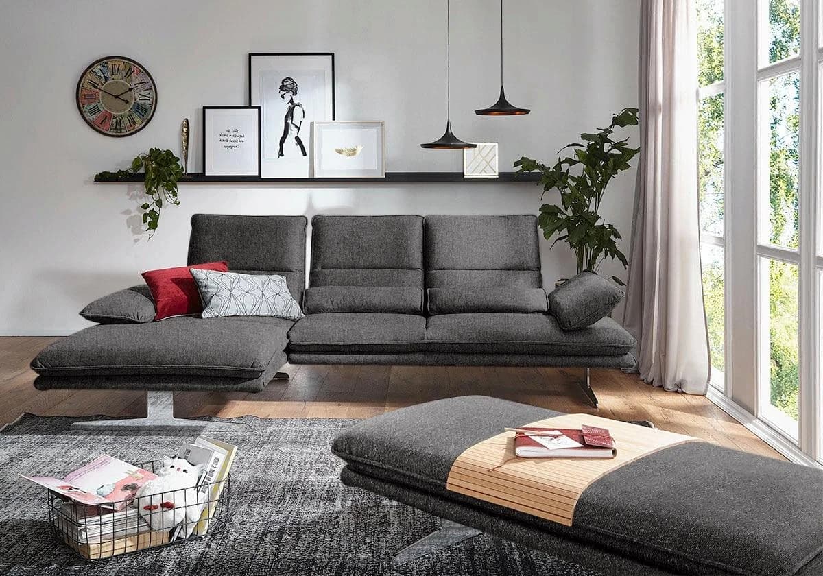 W.SCHILLIG Ecksofa broadway Anthrazit mit Sitztiefenverstellung