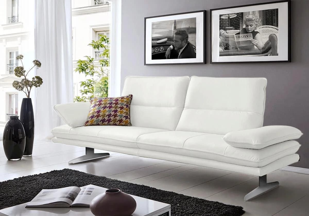 W.SCHILLIG Broadway Designsofa Weiß mit Sitztiefenverstellung