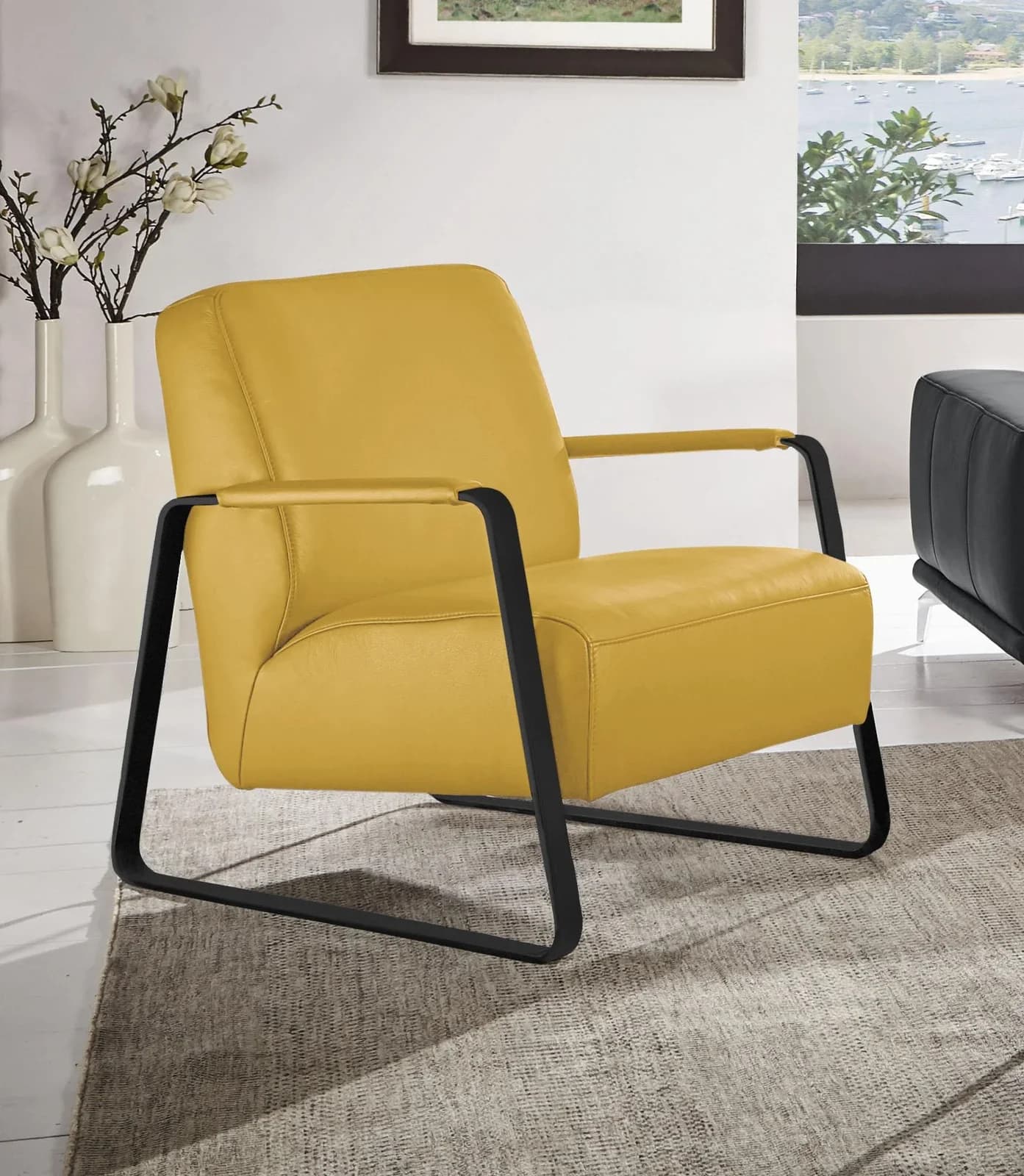 W.SCHILLIG quadroo Cocktailsessel Gelb Longlife Leder