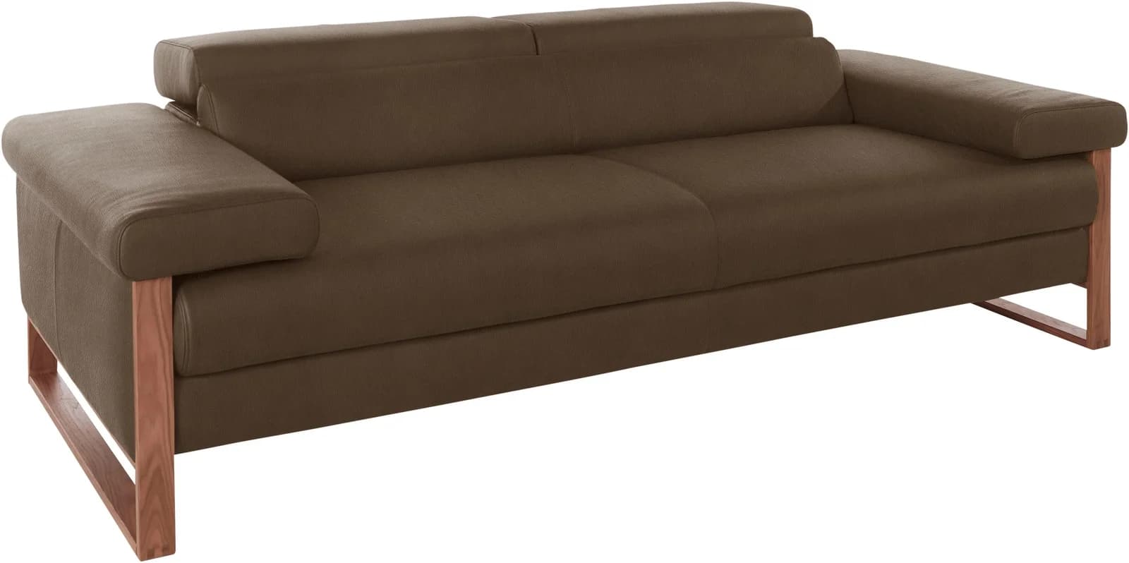 W.SCHILLIG finn 2,5-Sitzer Sofa Mocca Stoff Nussbaum