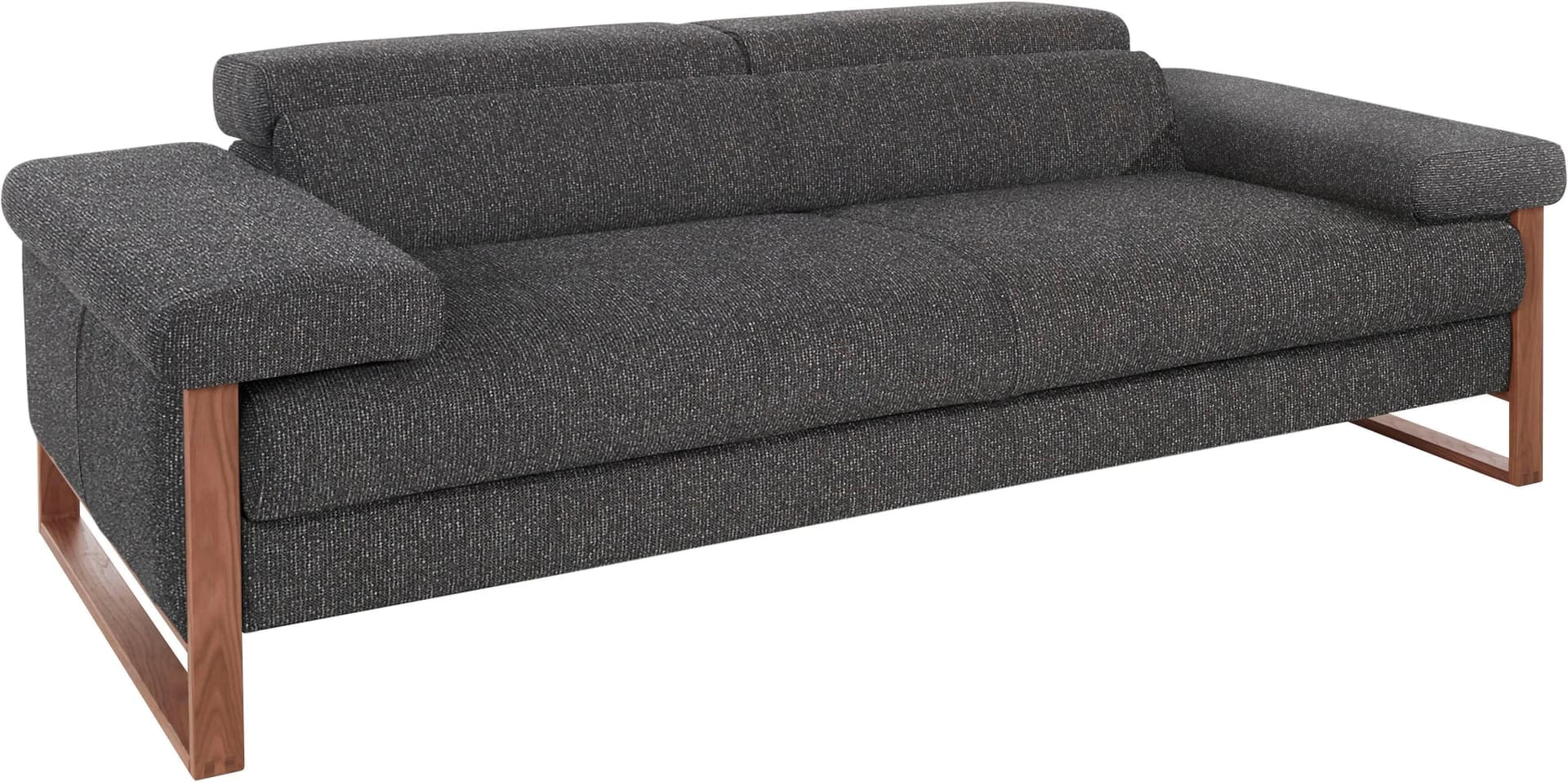 W.SCHILLIG finn 2,5-Sitzer Sofa Anthrazit Nussbaum