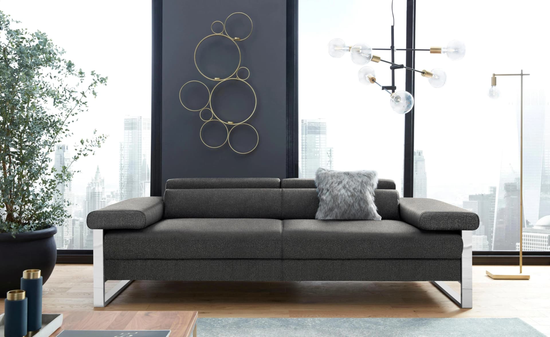 W.SCHILLIG finn 2-Sitzer Sofa Anthrazit mit Verstellung