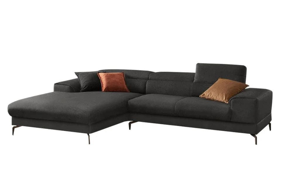 W.SCHILLIG Ecksofa Piedroo L-Form Anthrazit mit Kopfteilverstellung