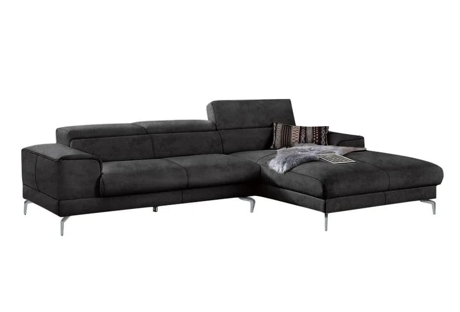 W.SCHILLIG Ecksofa piedroo L-Form Anthrazit Microfaser