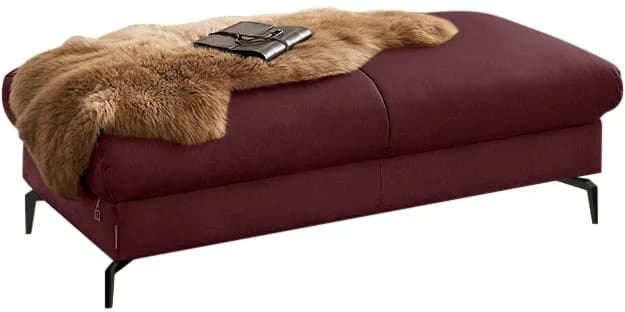 W.SCHILLIG Polsterhocker Burgundy Leder Vintage