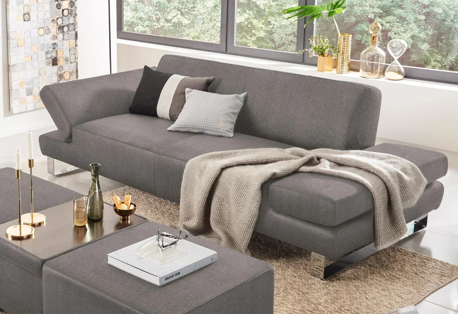 W.SCHILLIG 3-Sitzer Sofa "taboo" braun mit Armlehnenverstellung