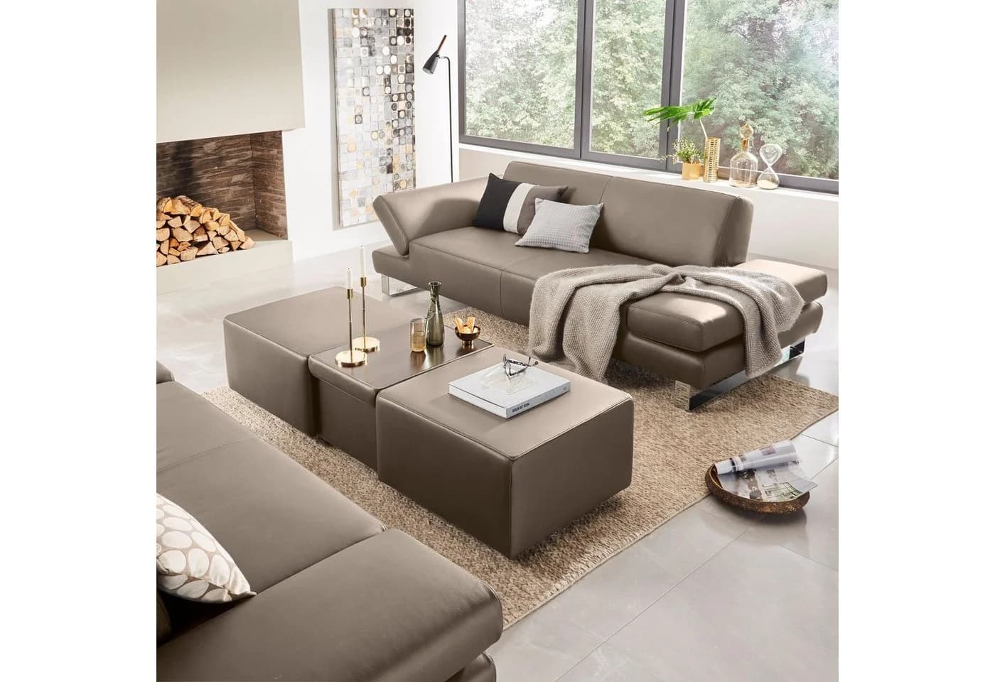 W.SCHILLIG taboo 2-Sitzer Sofa Leder Braun Stone Z59 - Bild 4