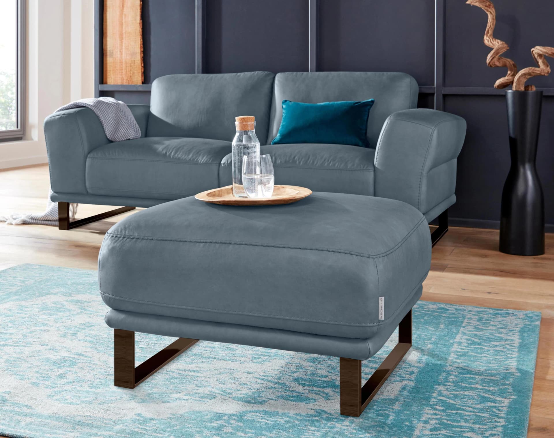 W.SCHILLIG Hocker Montanaa Blau Metallkufen