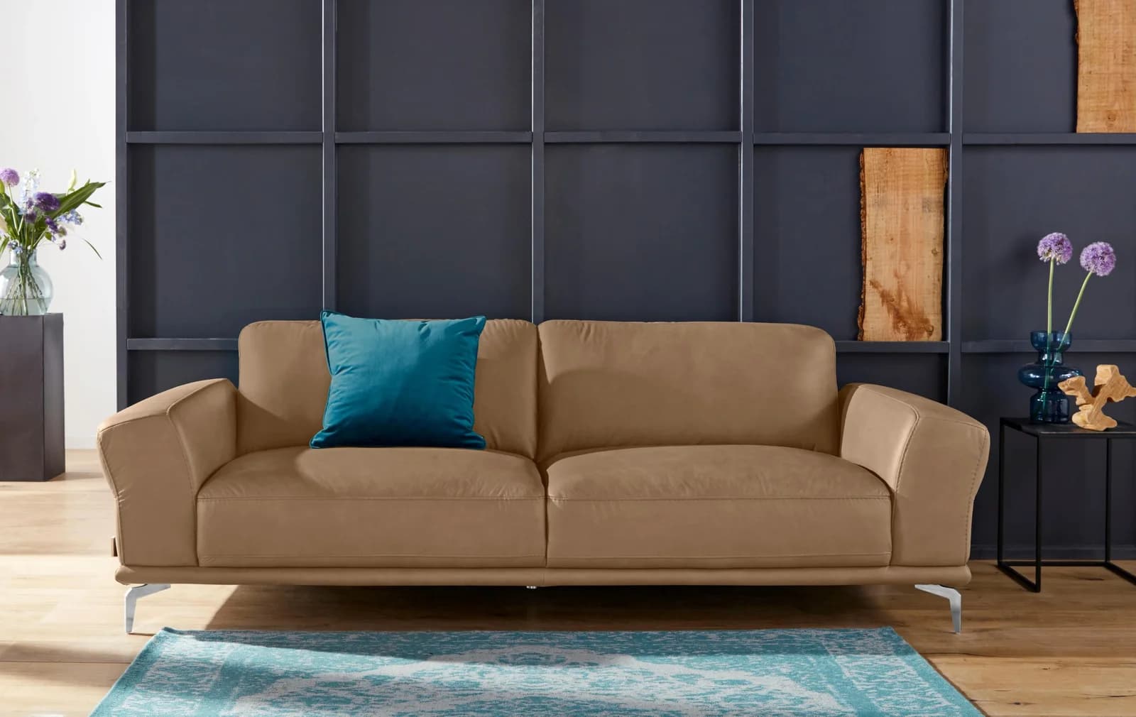 W.SCHILLIG Sofa »montanaa« 2,5-Sitzer Braun Leder Metallfüße