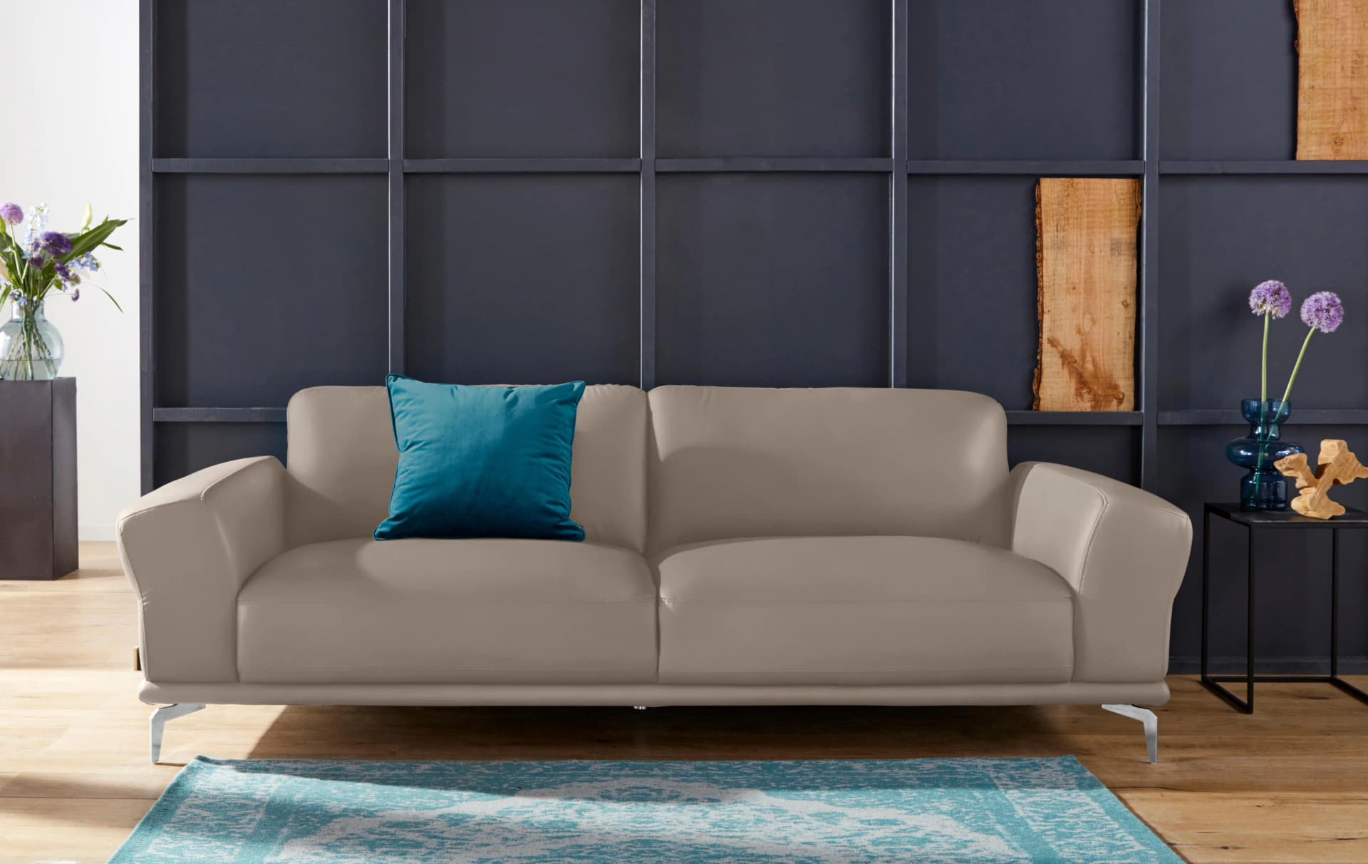 W.SCHILLIG Sofa montanaa 2,5-Sitzer Leder Braun Chrom
