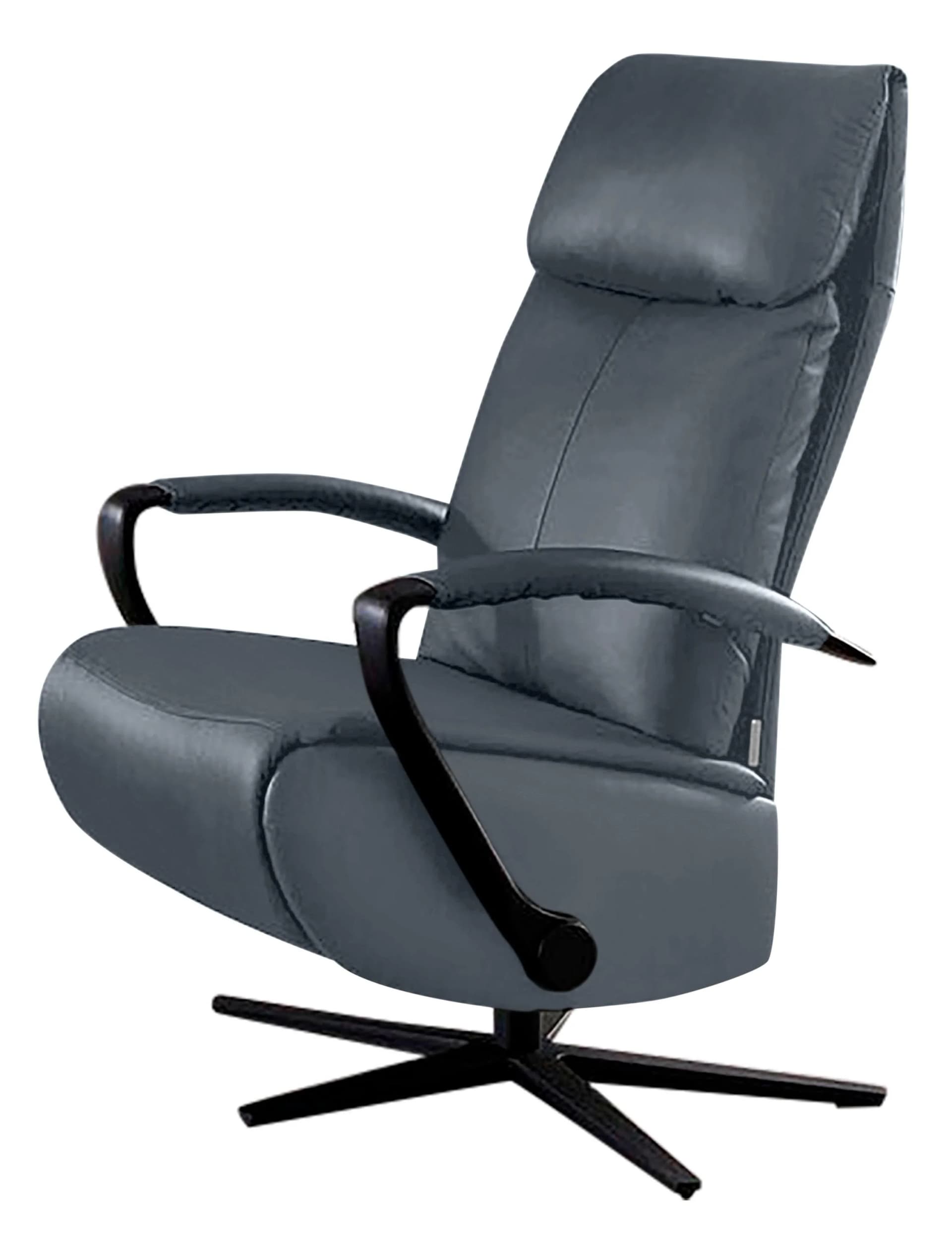 W.SCHILLIG Relaxsessel rumbaa Blau mit Doppelmotor und Lederbezug