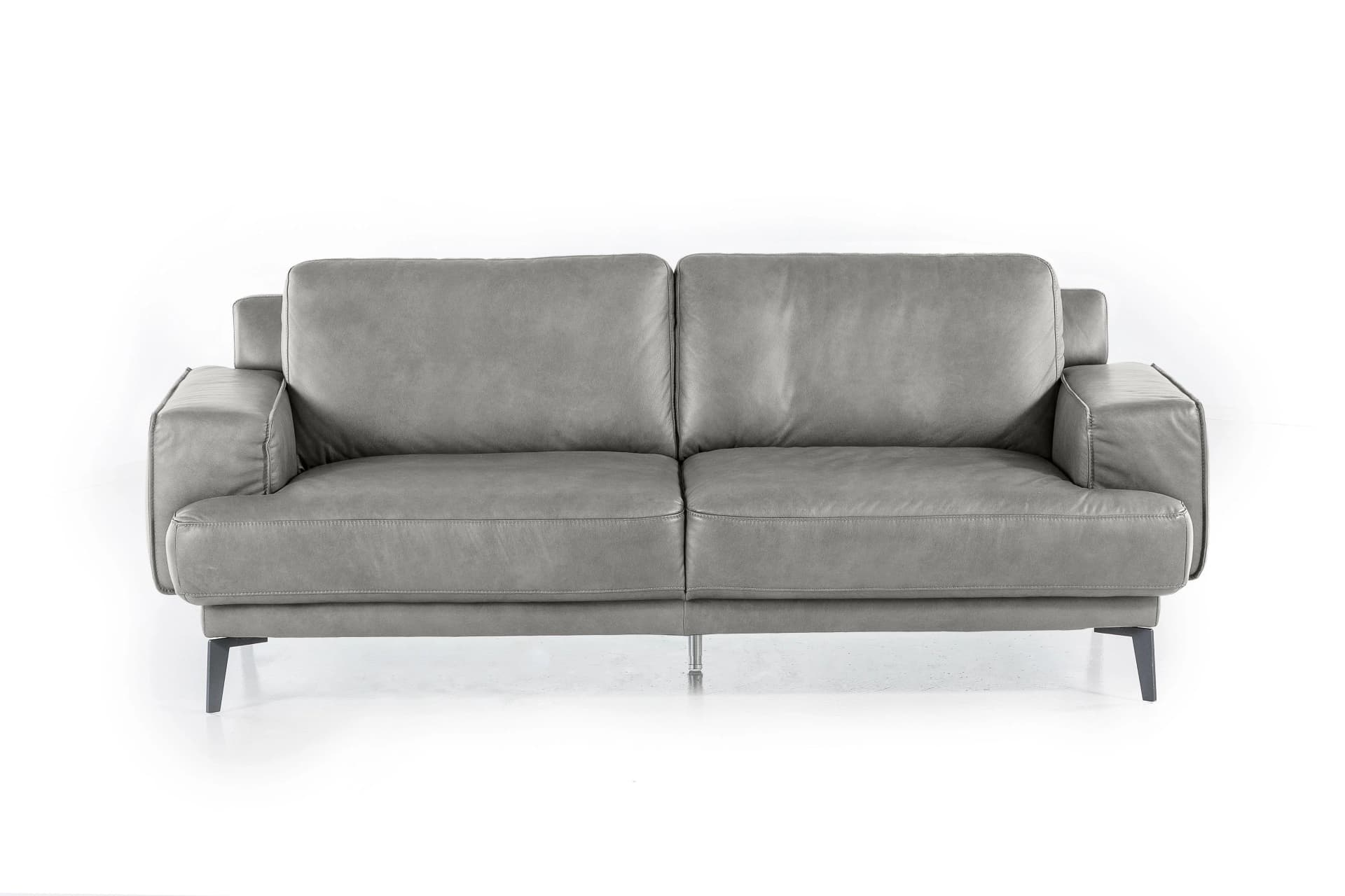 W.Schillig 2-Sitzer Sofa Grau Long-Life Leder