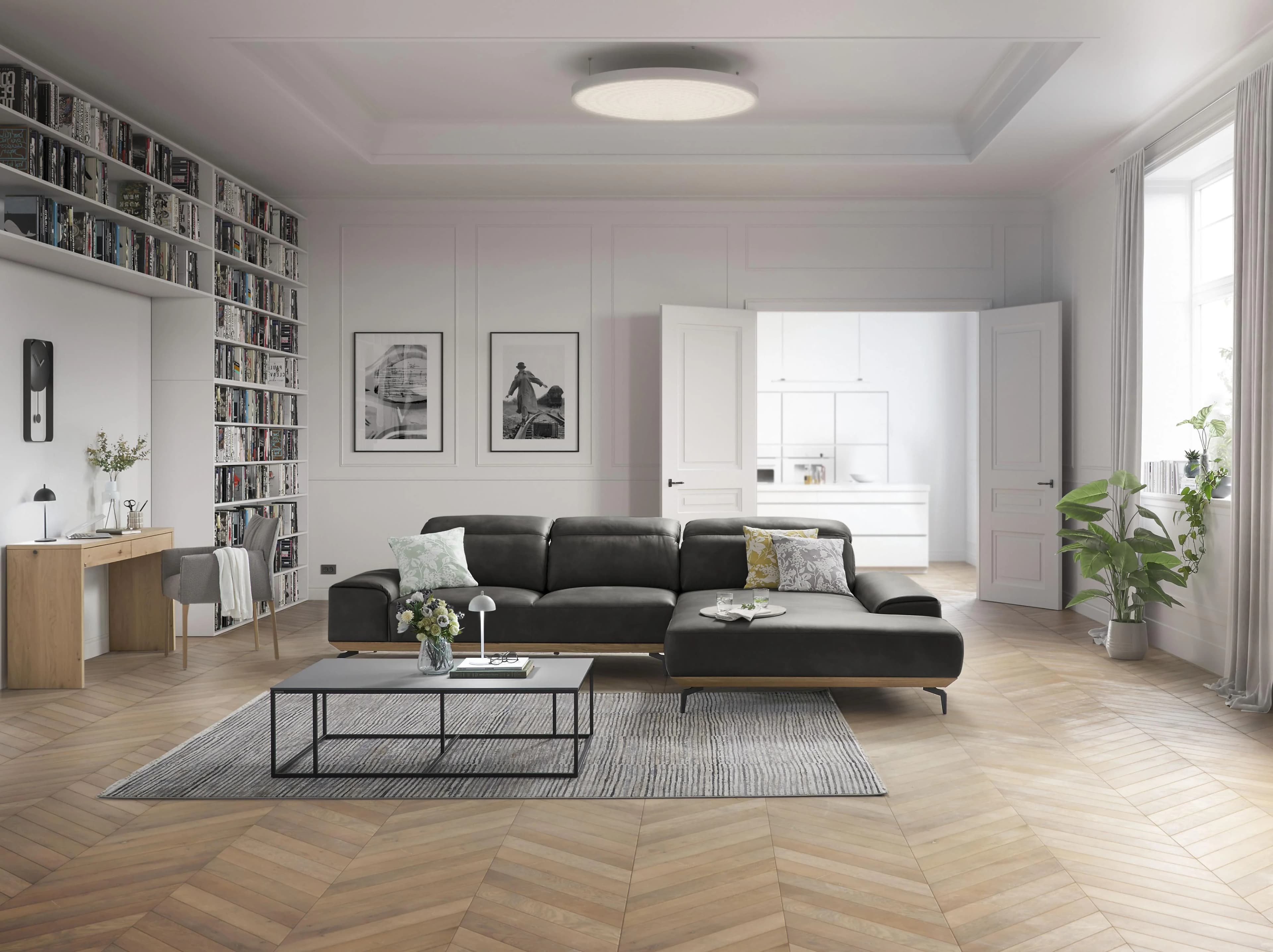 Musterring Wohnlandschaft MR 2490 Ecksofa Long-Life-Leder Anthrazit