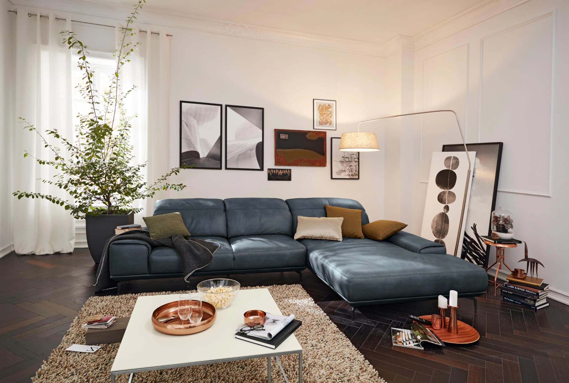 Musterring Wohnlandschaft MR 2490 Ecksofa Long-Life-Leder Blau