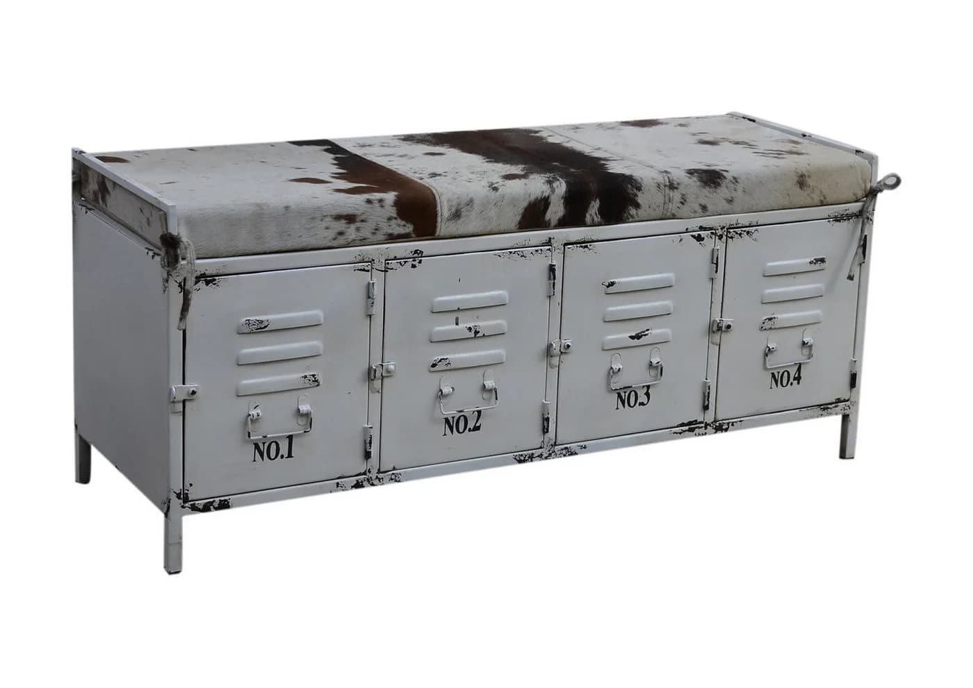 More2Home Sitzbank 4-türig METALL vintage-weiß