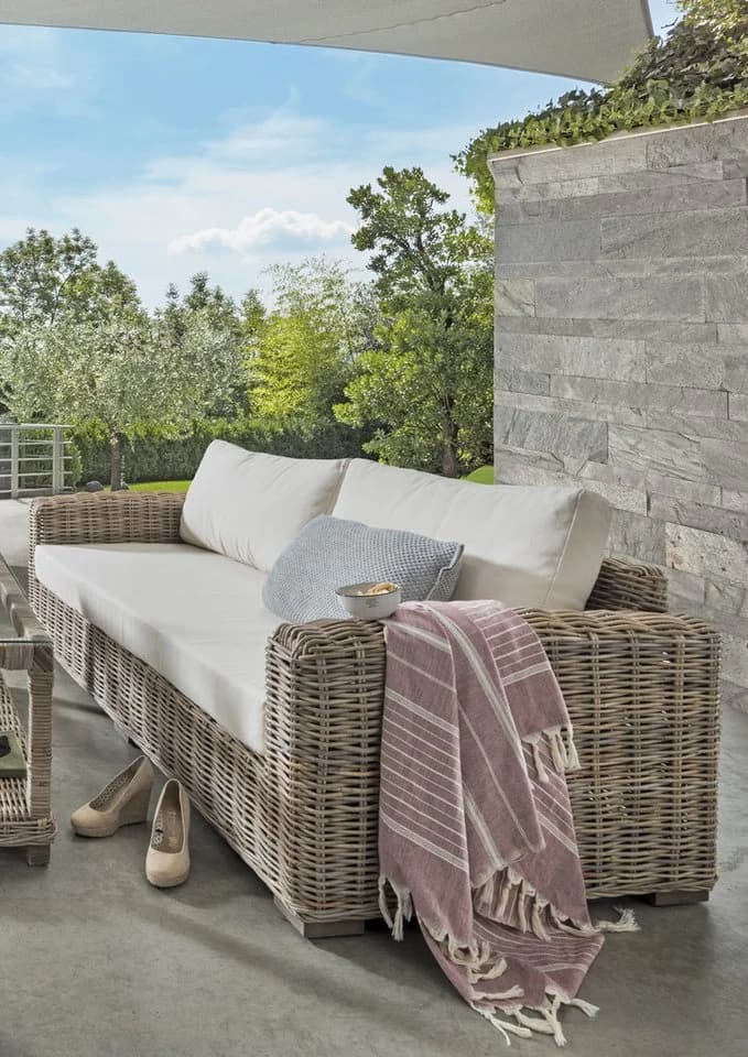 More2Home Loungesofa Rattan-Sofa Split 3-sitzig 200 cm grau