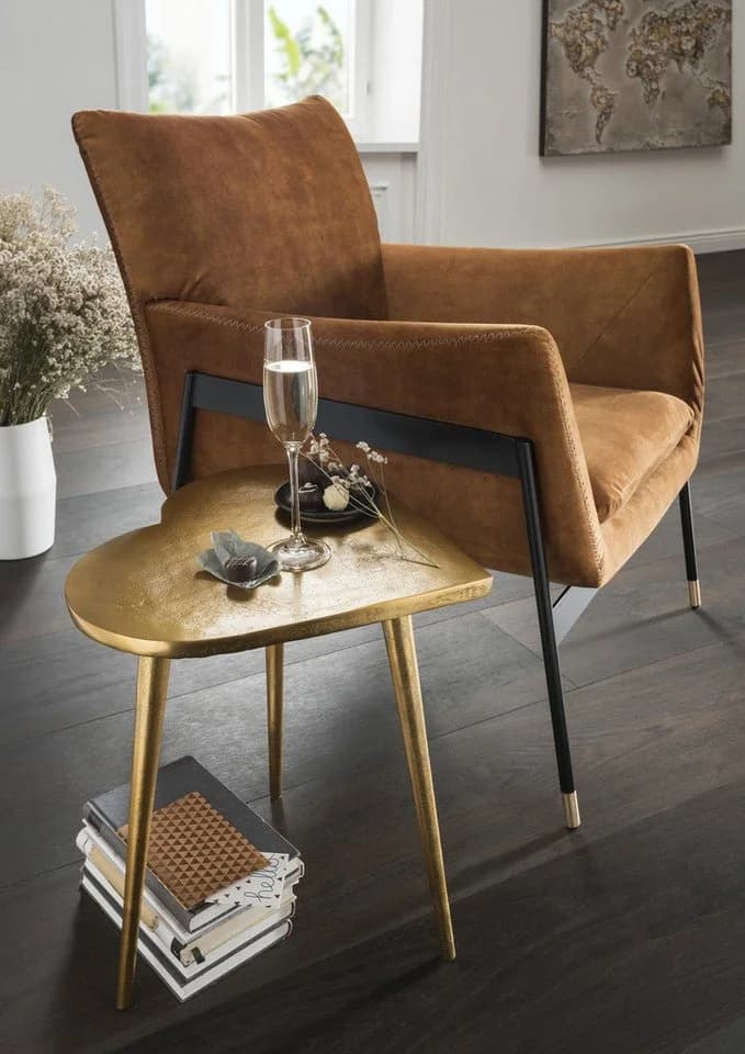 More2Home Beistelltisch HEARTBREAKER Herzform vintage-gold Metall