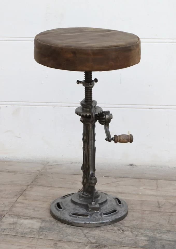 More2Home Sitzhocker CLINT Vintage-Industrial Eisen mit Wildleder