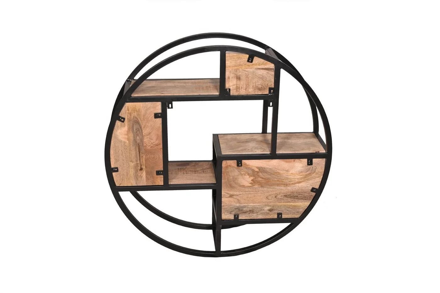 More2Home Wandregal CIRCLE rund Mangoholz natur Eisen schwarz - Bild 4