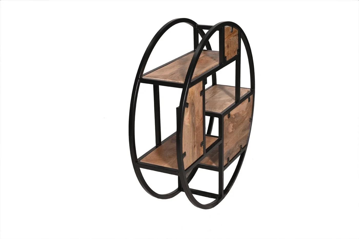 More2Home Wandregal CIRCLE rund Mangoholz natur Eisen schwarz - Bild 5