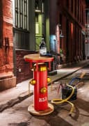 More2Home Beistelltisch Hydrant Metall Rot Mangoholz Rund Bild 1