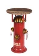 More2Home Beistelltisch Hydrant Metall Rot Mangoholz Rund Bild 2