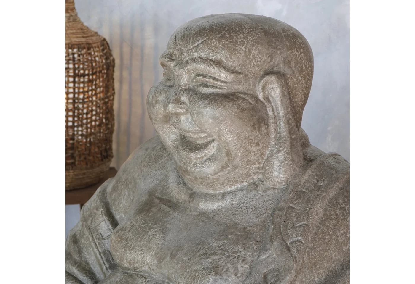 More2Home Dekoobjekt HAPPY BUDDHA sitzend GRC-Beton natur