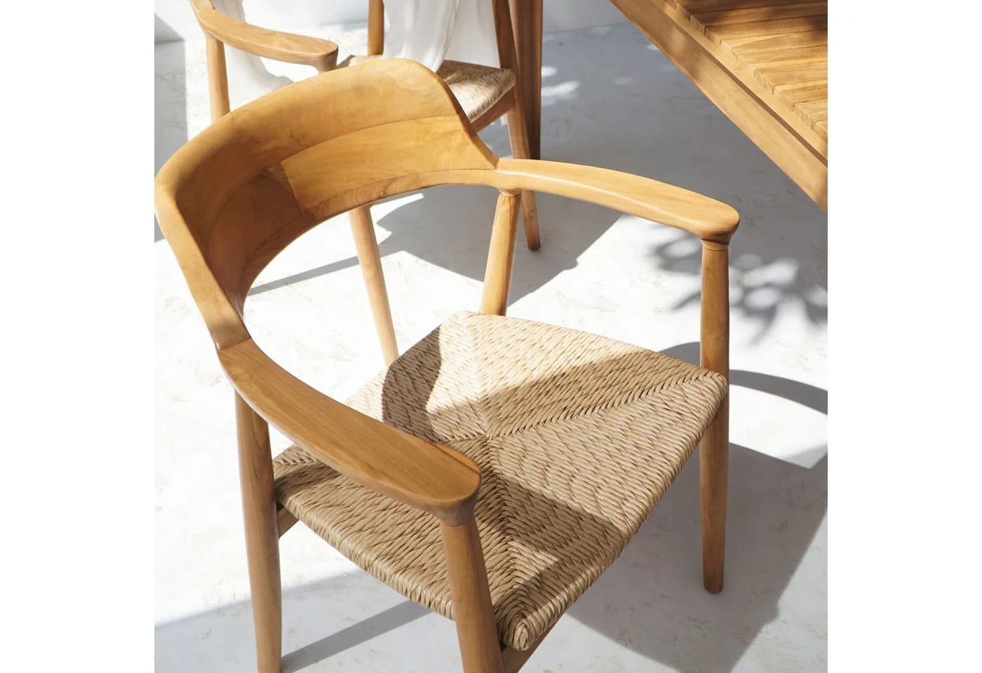 More2Home Gartenstuhl KENNEDY-2 Teak Poly-Binsensitz Stapelbar - Bild 3