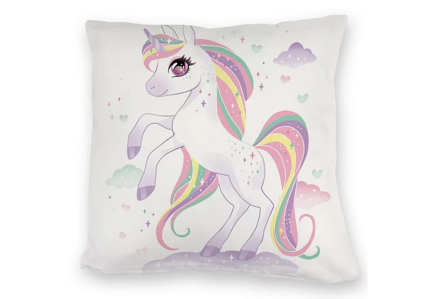 speecheese Dekokissen Einhorn Kuschelkissen mit Wolkenhintergrund Bunt - Bild 2