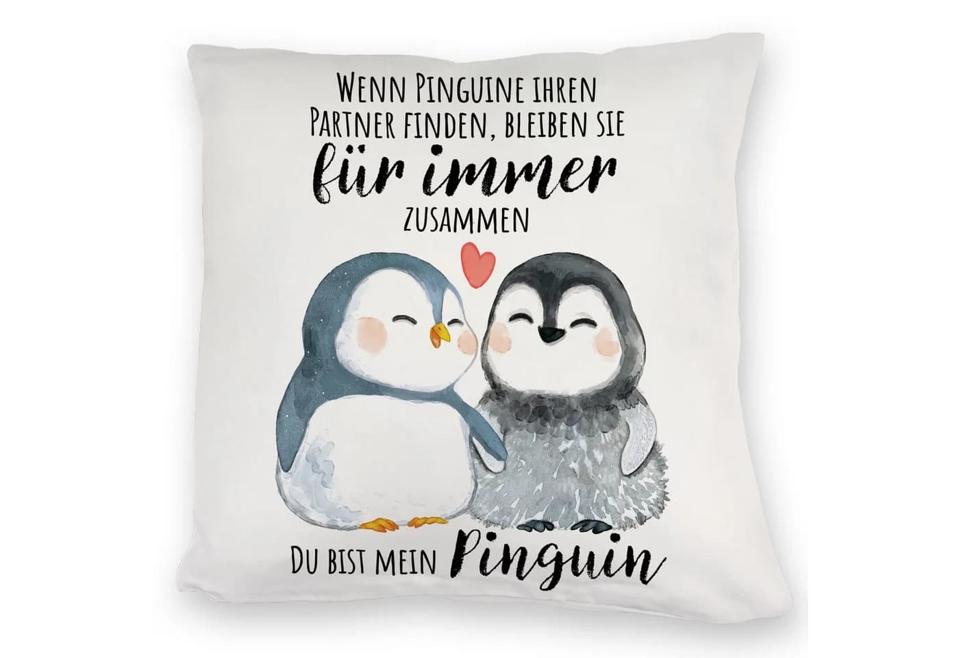 speecheese Dekokissen Pinguinpärchen Aquarell mit Spruch - Bild 2