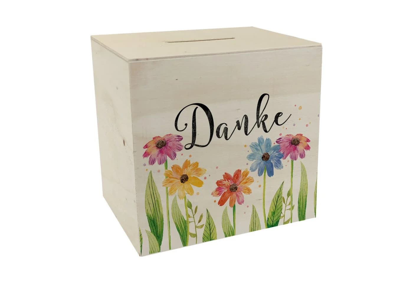 speecheese Spardose Blumen aus Holz mit Spruch Danke Bunt - Bild 2