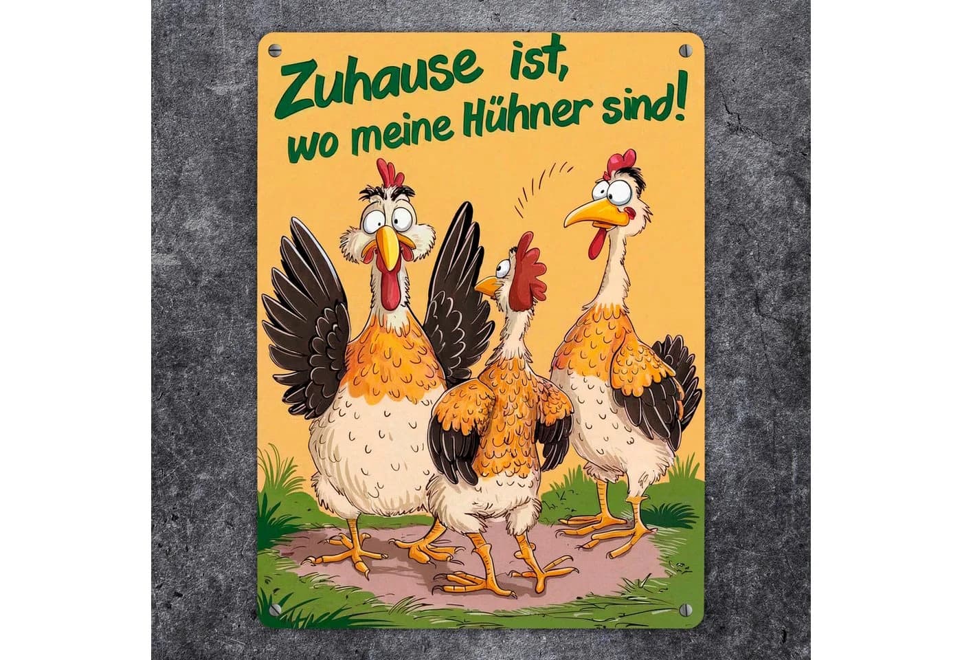 speecheese Metallschild Zuhause ist, wo meine Hühner sind! Metallschild XL