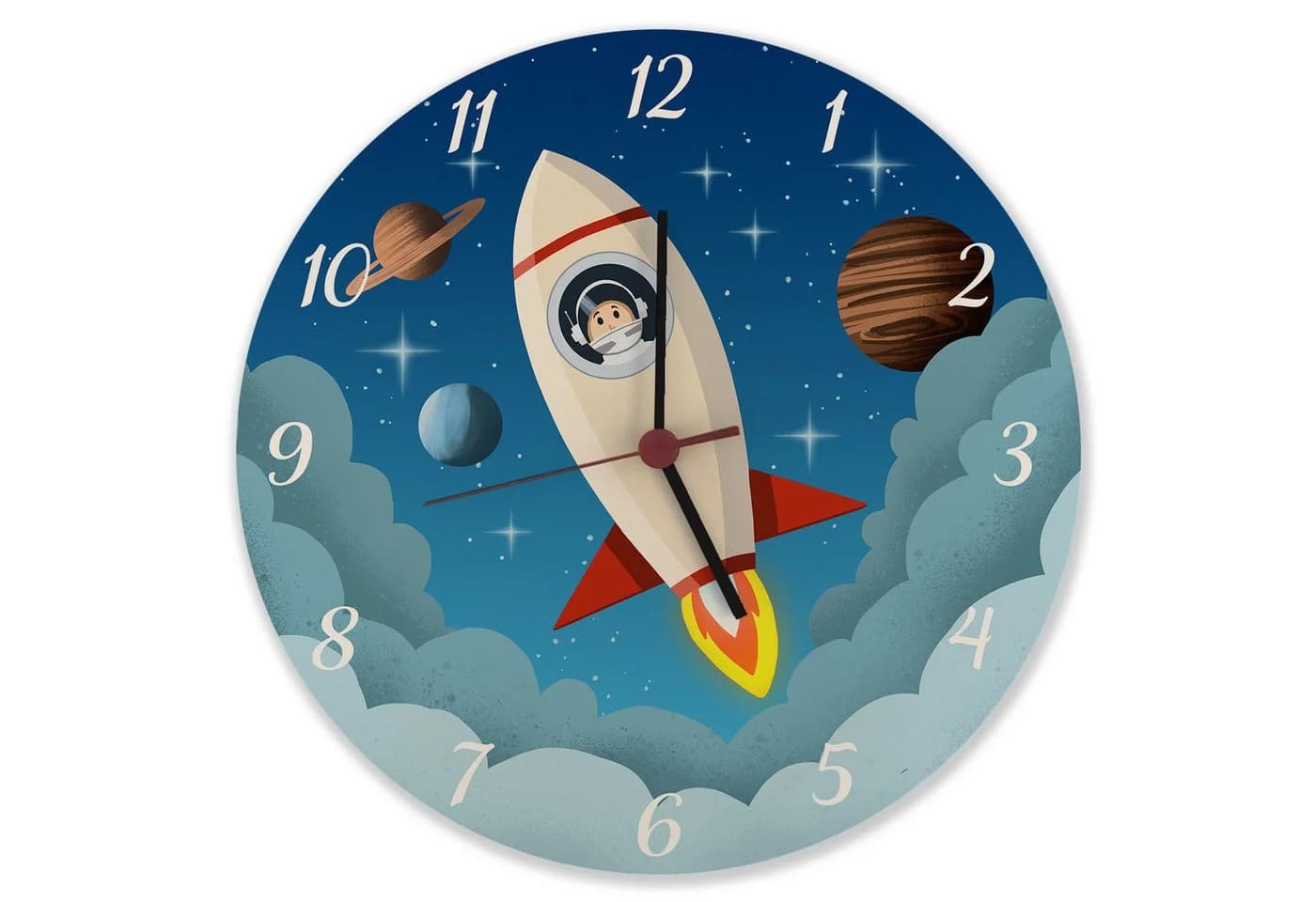 speecheese Wanduhr Rakete im Weltall - Alu Wanduhr für Kinder - Bild 2