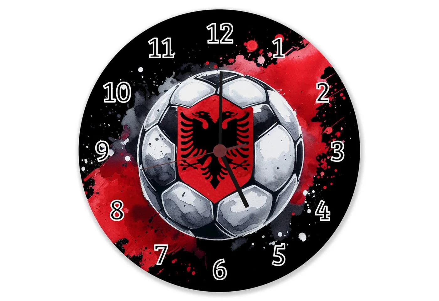 speecheese Wanduhr Fußball Albanien Schwarz/Rot Alu - Bild 2