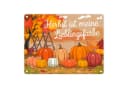 speecheese Metallschild Herbstliche Landschaft mit Kürbissen Bild 2