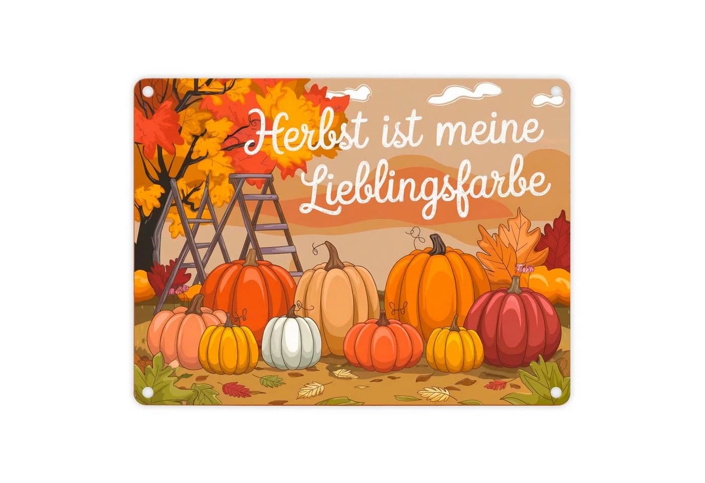 speecheese Metallschild Herbstliche Landschaft mit Kürbissen - Bild 2