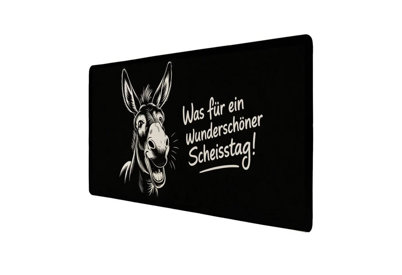 speecheese Schreibtischunterlage Lächelnder Esel XXL Mauspad Schwarz/Weiß - Bild 2